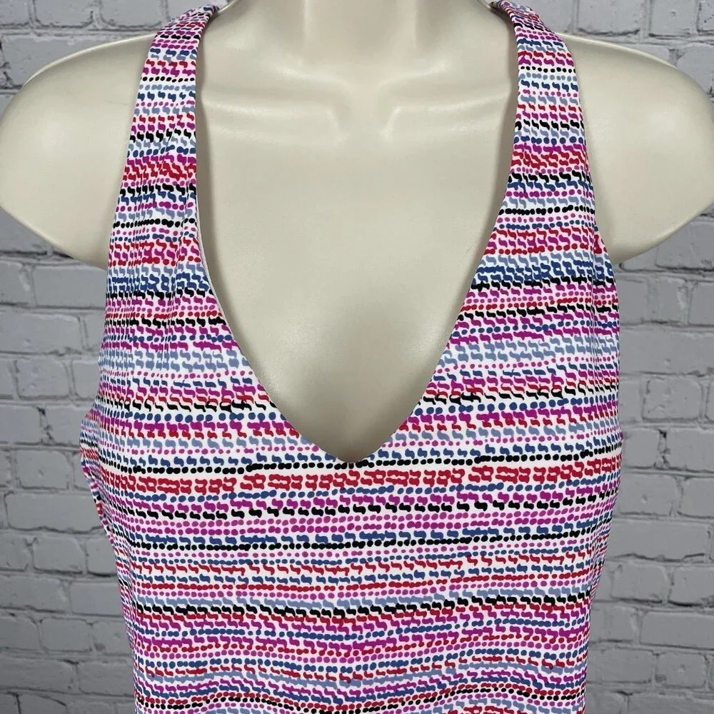 Island Escape Multicolor Built In Bra Padded Underwire Swimsuit Tank Top Size 12